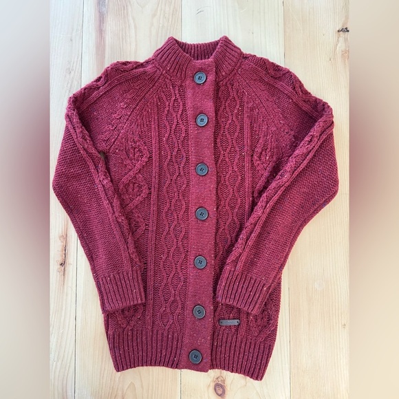 Kids Roots Canada Wool Blend Button Up Crew Neck Spring Cardigan Sweater - Picture 2 of 9